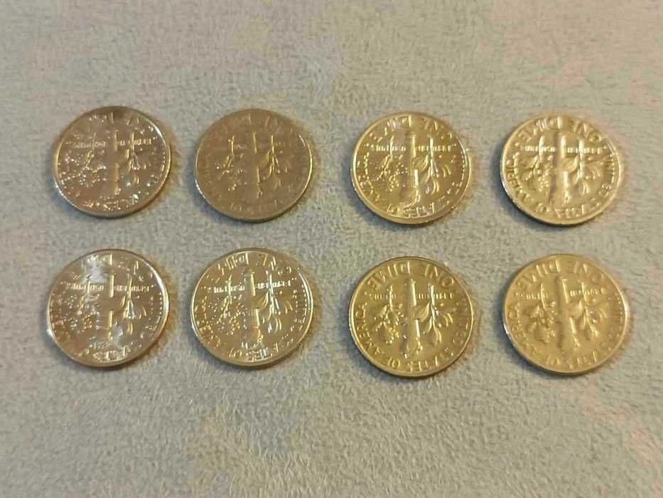 Monety kolekcjonerskie USA 1 Dime Roosevelta 8 sztuk