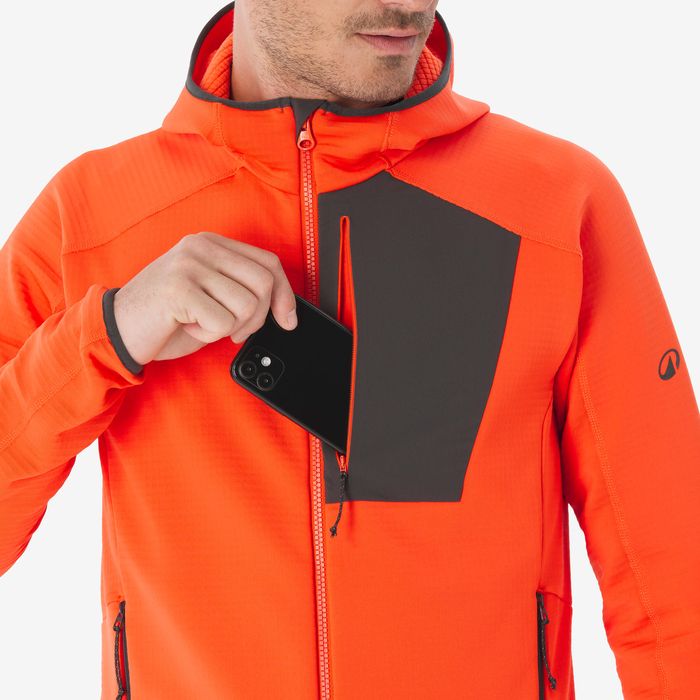 Casaco polar de caminhada na montanha homem MH500 fecho vermelho