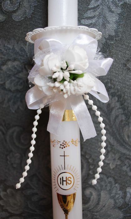 STROIK - OZDOBA do świecy na Chrzciny lub Komunię