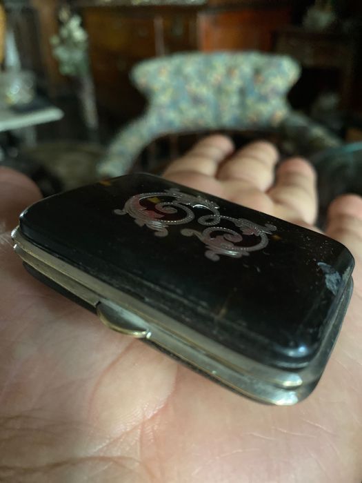 Porta-moedas Napoleão embutidos em prata Séc XIX 6,6 cm