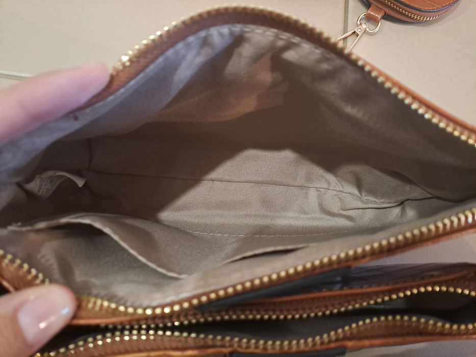 Pack 3 em 1 Malas de Mão e Tiracolo Castanho Croco + Monedero