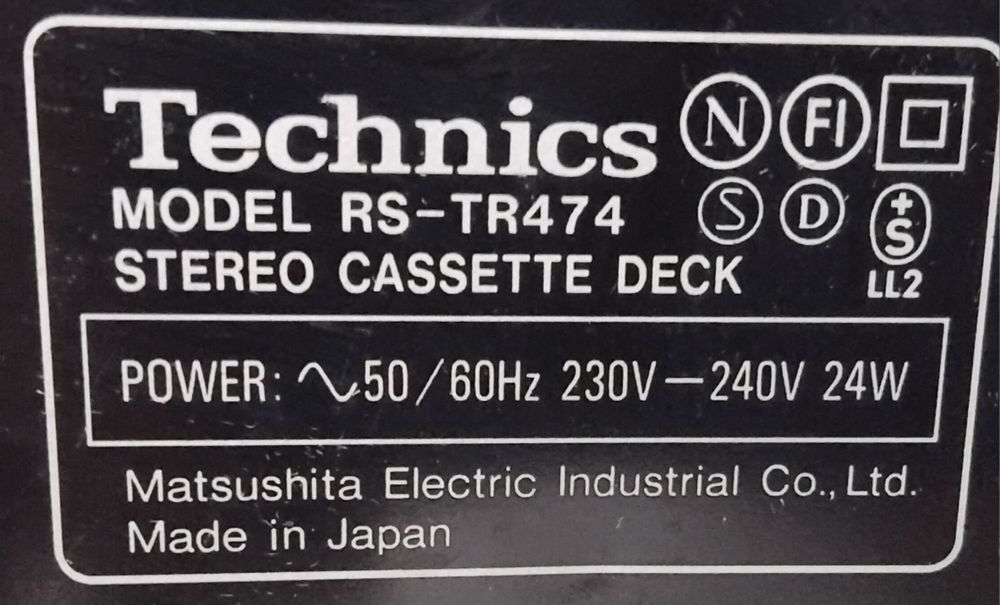 TECHNICS deck cassettes RS-TR474