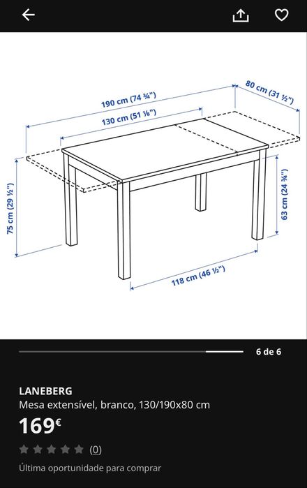 Mesa de jantar extensivel IKEA