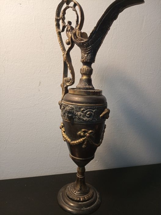 Linda Anfora antiga Grega em Bronze Vintage 38,5 de altura