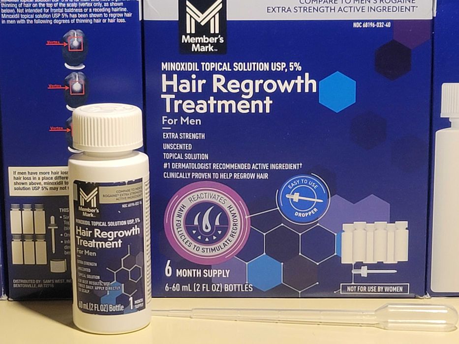 1x Frasco Minoxidil 5% Member’s Mark Líquido (1 Mês) + Pipeta 1ml – O "Gémeo" do Kirkland