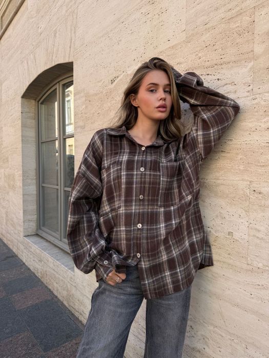 Рубашка жіноча у клітинах фланель