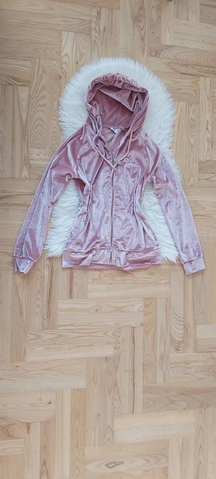 Bluza z kapturem varlesca zapinana welurowa połyskująca