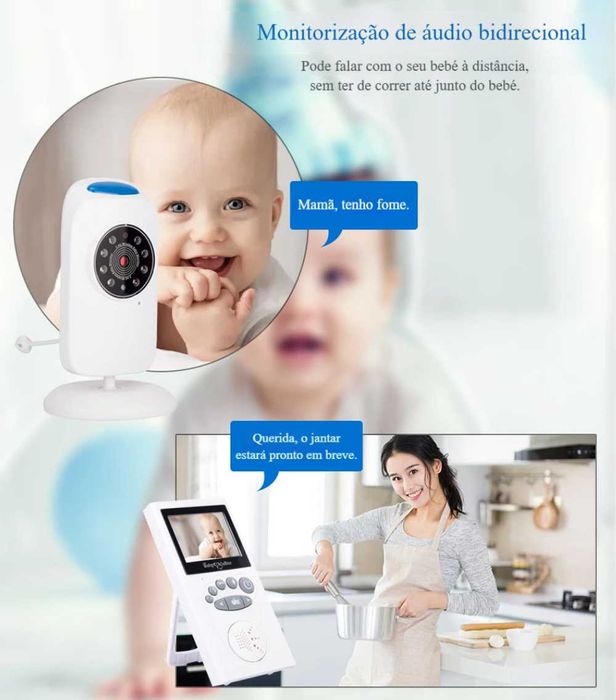 Monitor de Bebé 2.4" ∎ Visão Noturna ∎ Intercomunicador ∎ VOX