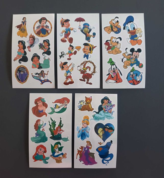 Tatuaże dziecięce Ariel Pinokio Pluto bajki DISNEY 5 arkuszy!