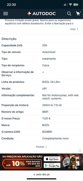 BIZOL Oil Life+ o91 8891 Aditivo de óleo do motor