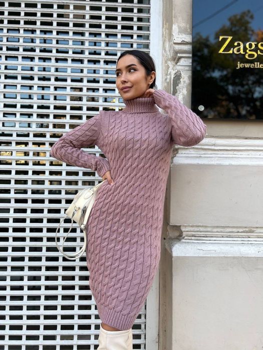 Женское вязаное платье косами. 44-52р