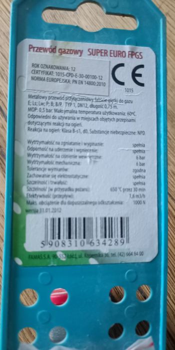 Sprzedam przewód gazowy