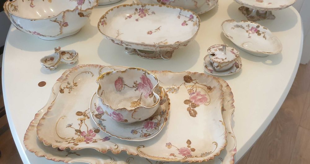Serviço Jantar Porcelana Loiça Limoges França Aviland 42 Peças Em Mão