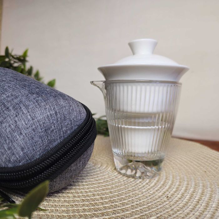 Дорожный чайный набор + сервиз на 3 персоны в кейсе + гайвань чахай