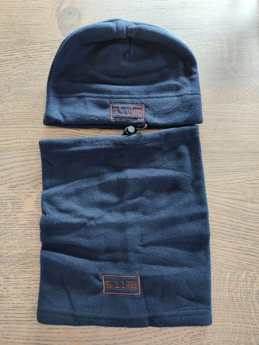Czapka oraz komin ze ściągaczem polar firmy 5.11 tactical nowe. Szary