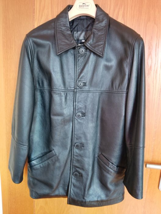 Casaco homem, preto, pele genuína, vintage.