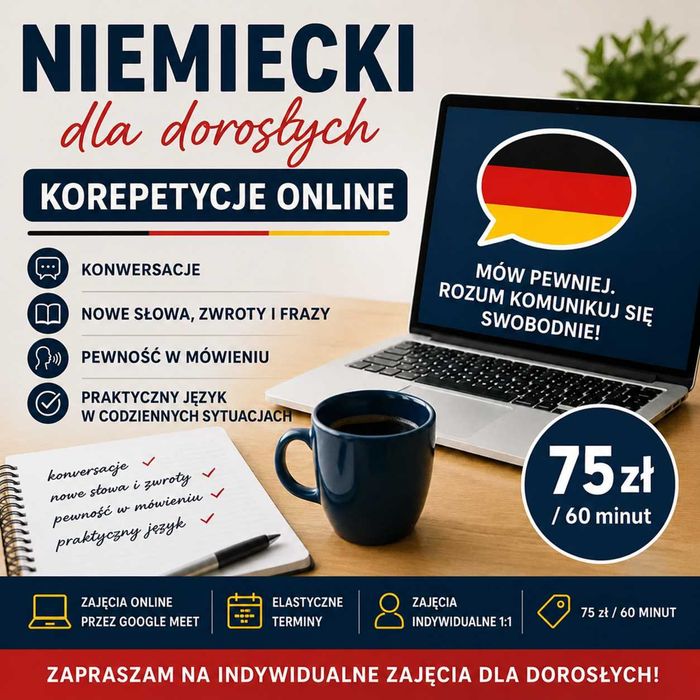 Język Niemiecki od podstaw, konwersacje, korepetycje, zajęcia online dla dzieci i dorosłych