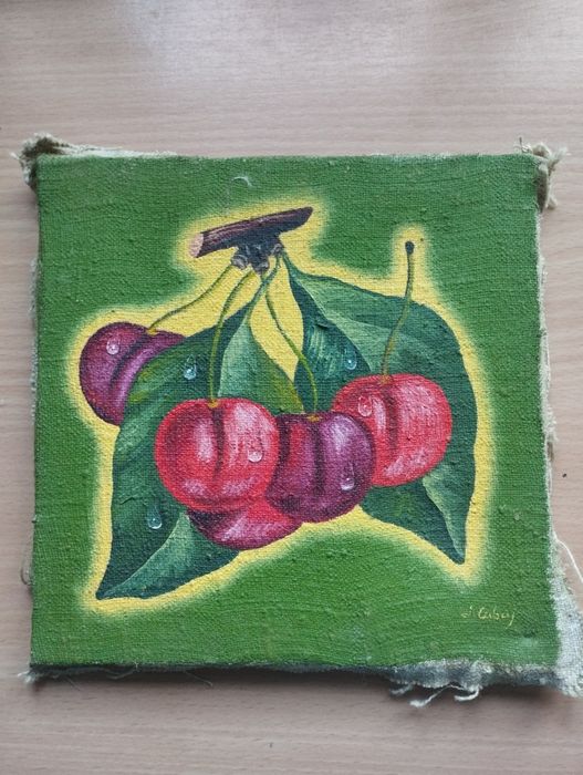 Zestaw czterech obrazków w farbie olejnej