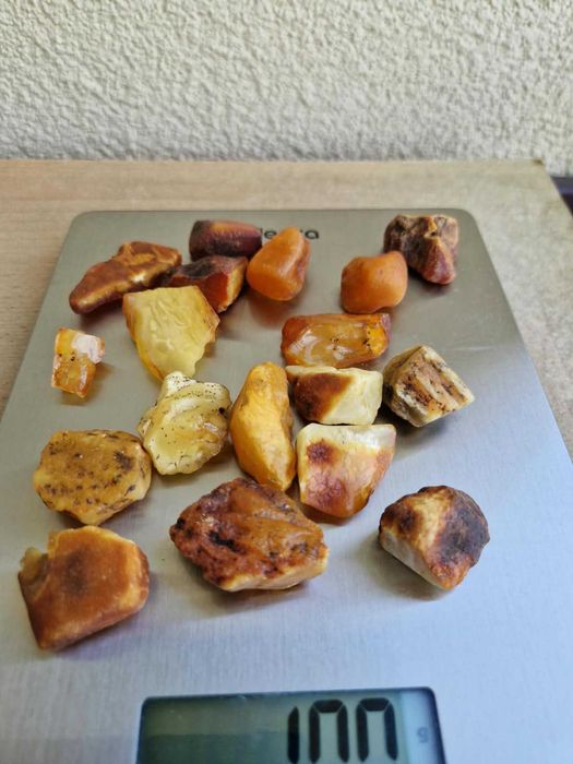 Bursztyn bałtycki  mleczny 5 do 10g  100g   17szt