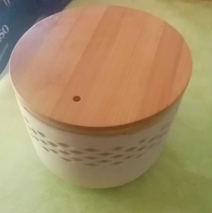 Vaso decorativo com tampa bambu