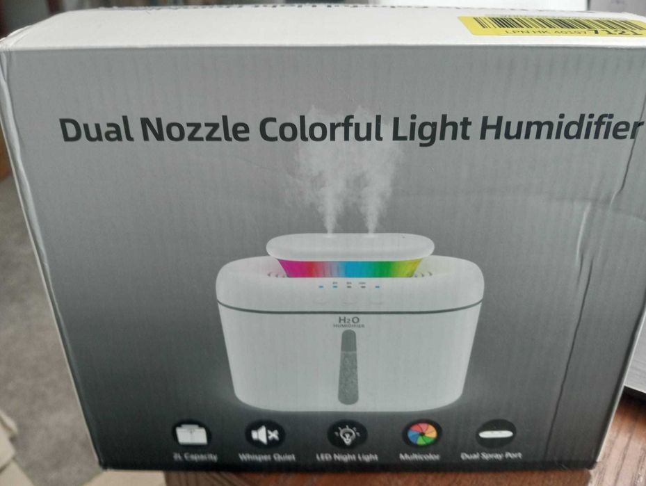 Humidificador Duplo Bico c/ Luzes LED Coloridas – Novo em Caixa BRANCO