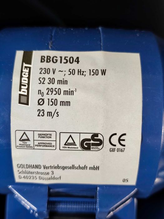 Dwutarczowa szlifierka stołowa Budget BBG 1504 150W