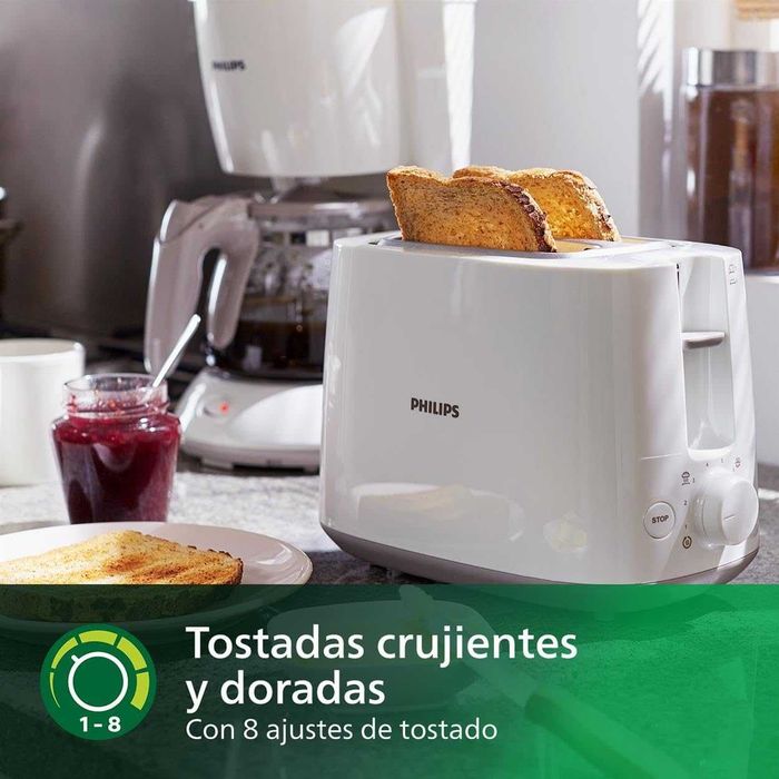 Torradeira Philips - 2 fatias, 8 posições, suporte para aquecer pão