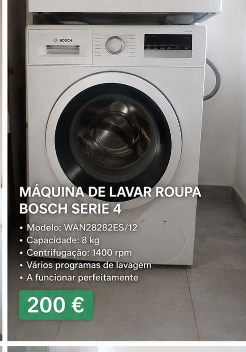 Máquina de Lavar Roupa Bosch Serie 4 – 8kg – 1400 rpm