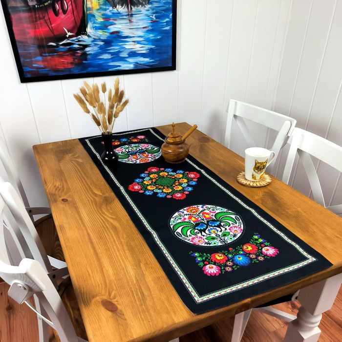 Folkowy Bieżnik na Stół 120x40 cm – Polski Produkt, Laserowy Nadruk