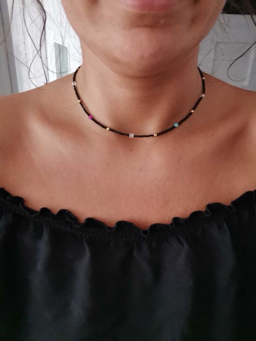 Naszyjnik choker kamienie kryształ amazonit jadeit srebro