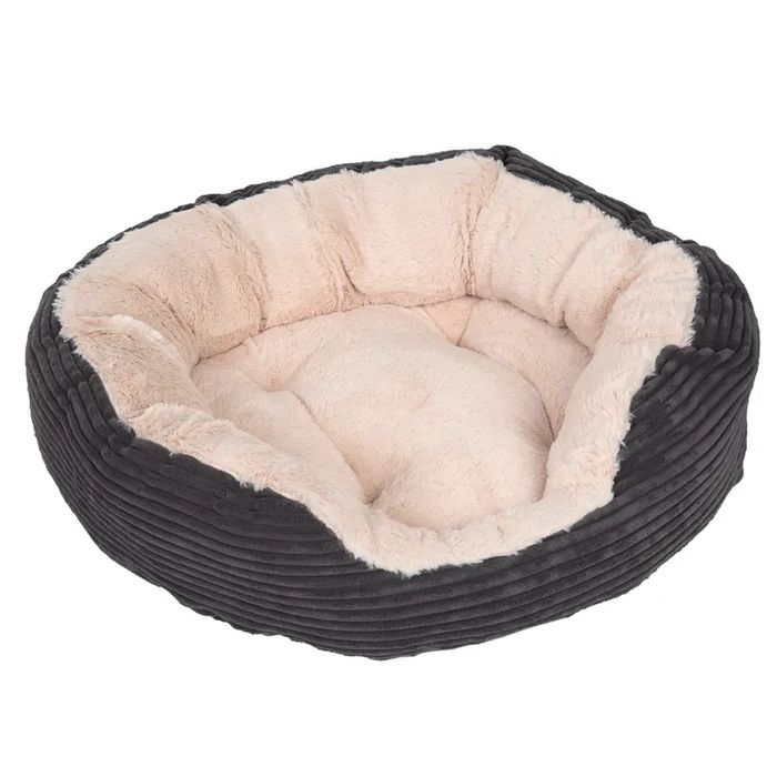 Legowisko dla Psa Cozy Cord L 81x63x18cm Plusz Ciemnoszare NOWE