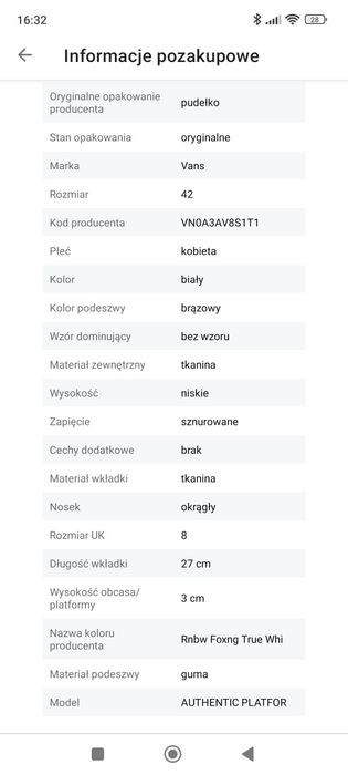 Vans authentic platform 2.0 białe trampki 42