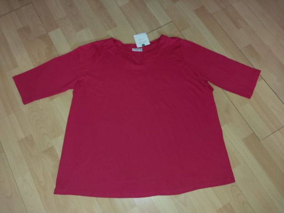 Nowa duża bluzka damska 52 54 7xl dłuższa bawełna czerwona plus size