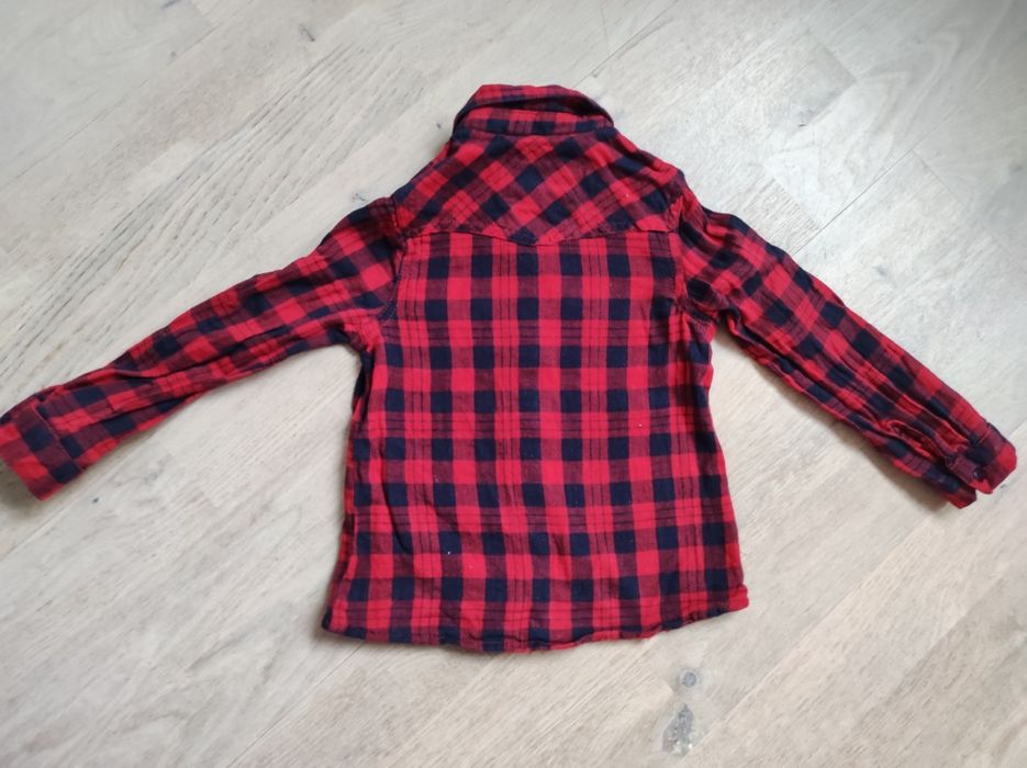 Czerwona flanelowa koszula w kratę Young Dimension 98 2-3 lata koronka