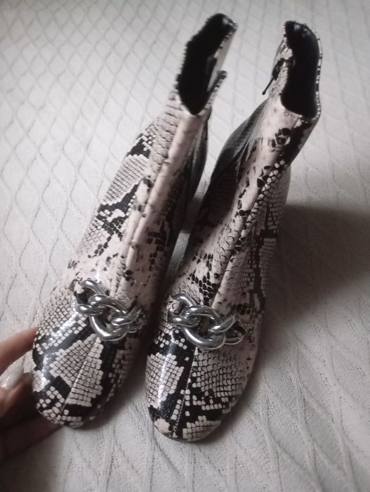 Miss Selfridge 41r NOWE botki skóra węża 27cm panterka
