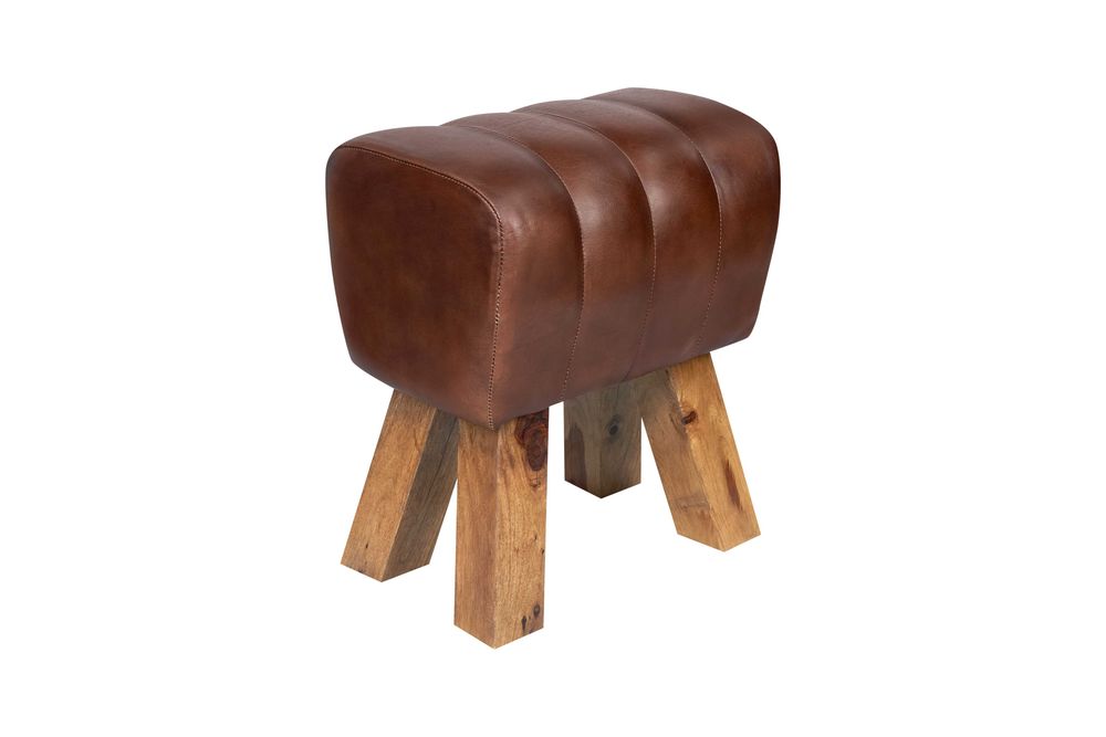 HOKER KOZIOŁEK Pufa stołek Skóra naturalna palisander BGM24.pl B 6285
