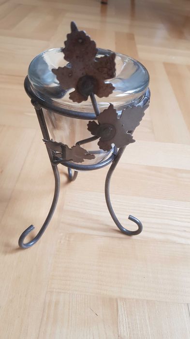 Świecznik metal + szkło