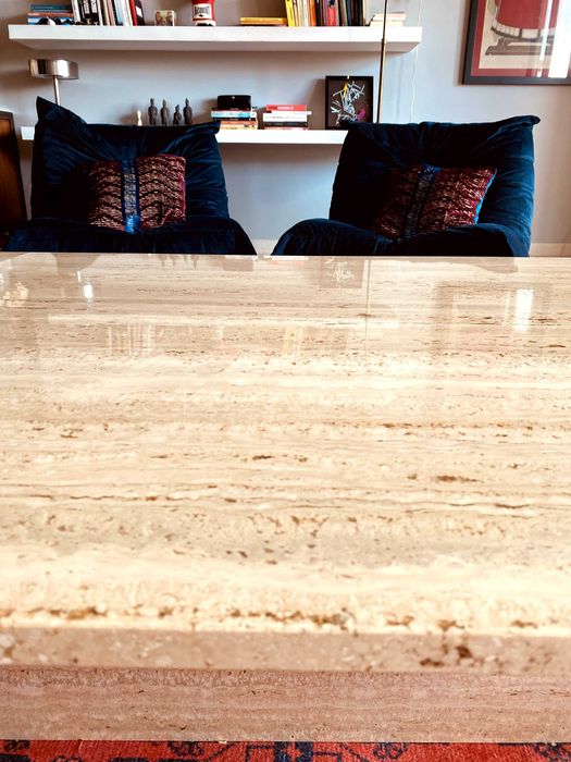 Mesa de Centro de Sala em Travertino