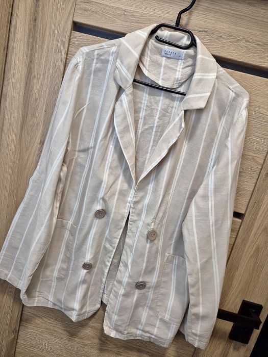 Beżowa marynarka w paski Papaya rozmiar L