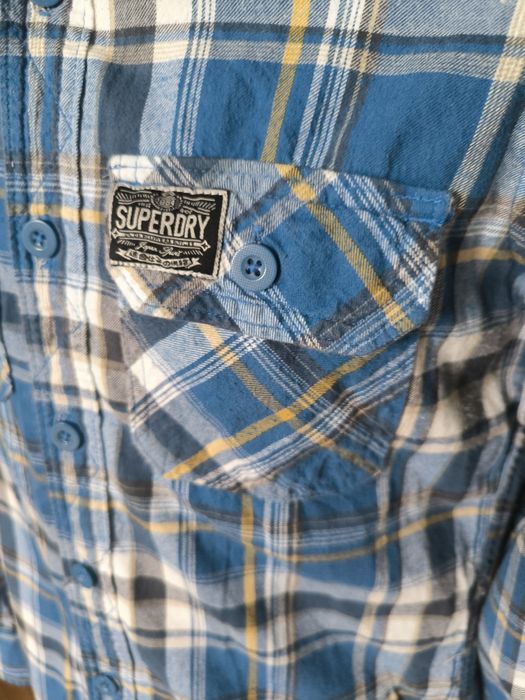 Superdry koszula męska w kratę S niebieska biała