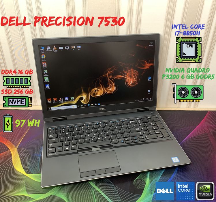 Dell Precision 7530 |15,6FHD|i7-8850H|16Gb|256Gb|nVidia P3200/6Gb