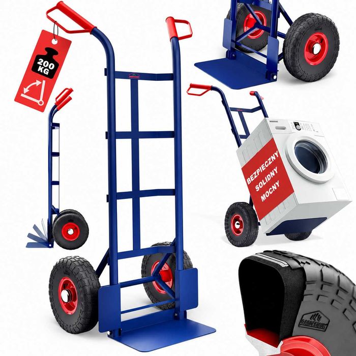 Mocny WÓZEK Magazynowy Transportowy Kurierski MŁYNARKA Koła Pompowane 200KG