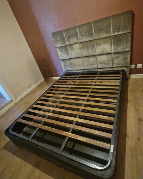 Conjunto Cama Casal: Sommier Rebatível + Cabeceira Estofada + Colchão Lusocolchão Mónaco
