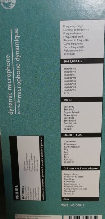 Microfone Philips SBC-MD180 Novo e Selado