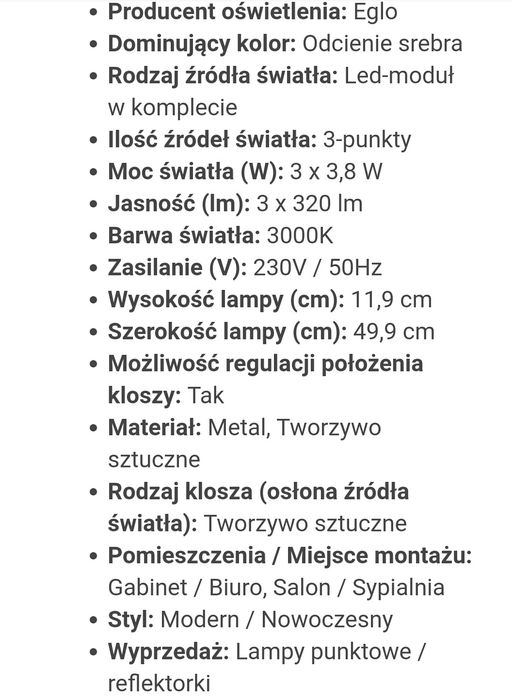 Listwa sufitowa 3 x LED TORRETTA 32029 Eglo