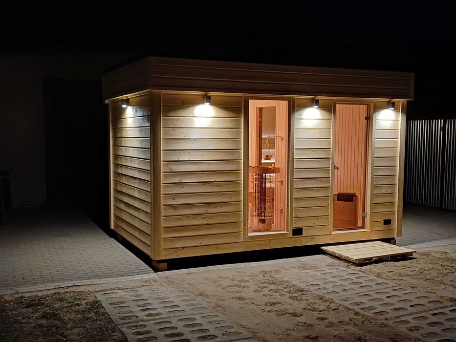 Sauna ogrodowa szkieletowa ocieplona z przedsionkiem | Harvia 9kW | WiFi | muzyka | Dostępna od ręki