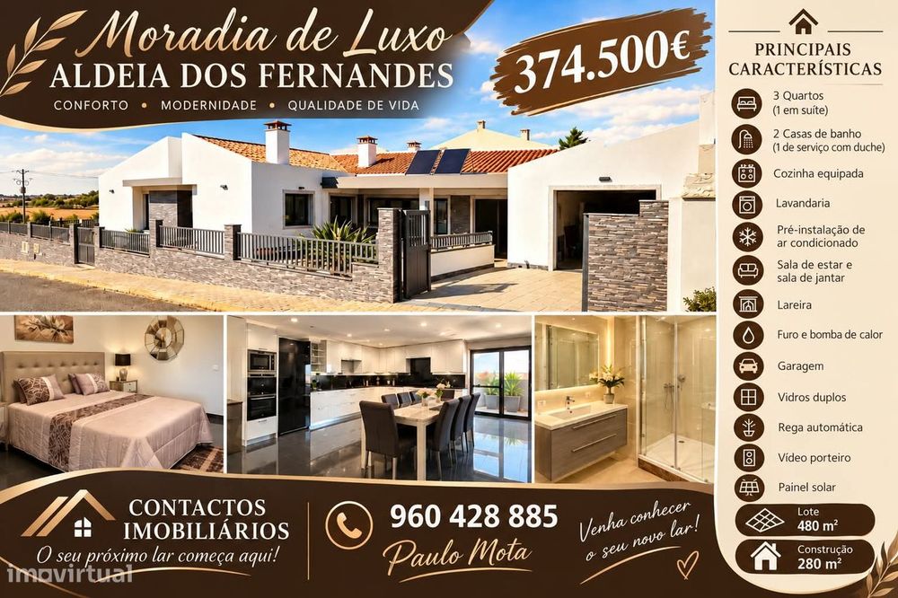 Moradia V3 de luxo terrea na Aldeia dos Fernandes