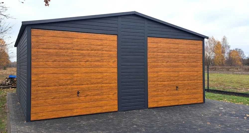 Garaż PREMIUM 6x6 dwuspad Blaszak Schowek Drewnopodobny Kolor Wymiar