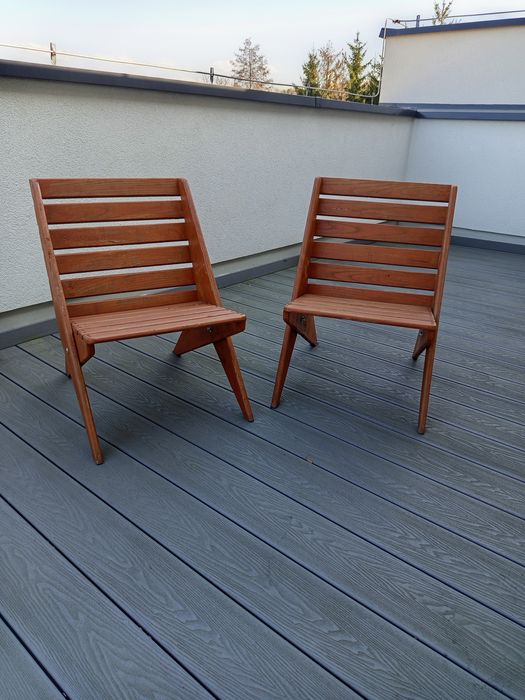 Drewniane krzesła składane ogrodowe / tarasowe – 2 sztuki