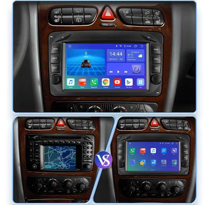 CarPlay Android Auto Radio DAB+ Opcja Bluetooth Android YouTube Yanosik USB GPS WiFi 4G MP3 MP4 DSP Mercedes C CLK CL W209 W203 System BOSE